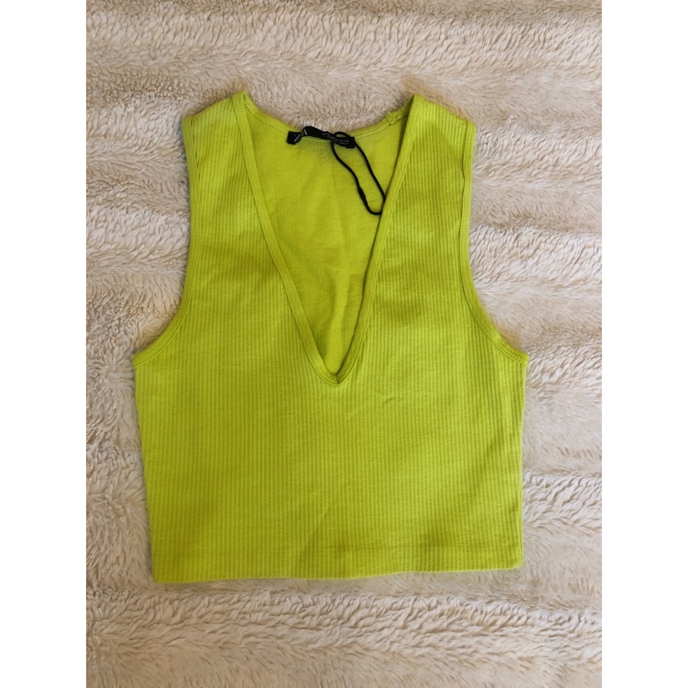 Neon v cut crop top